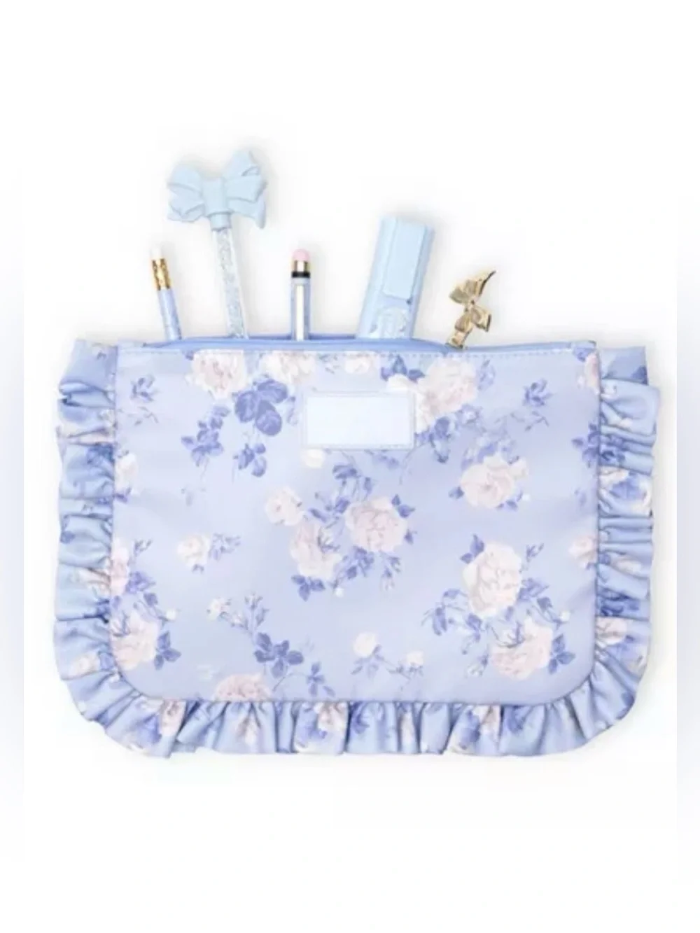 🩶LoveShackFancy x Target - Yoobi Everblooming Rosettes Flat Zip Pecil Case - NWT